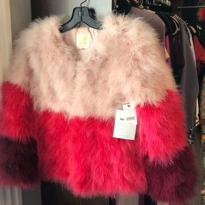 Pink feather faux fur style jacket